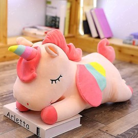 SNOWOLF Unicorn Stuffed Animal Toys Cute Soft Unicorn Plush Hugging Pillow with Rainbow Wings Kawaii Toy for Kids Girls(Pink, 30cm/11.8Inch)