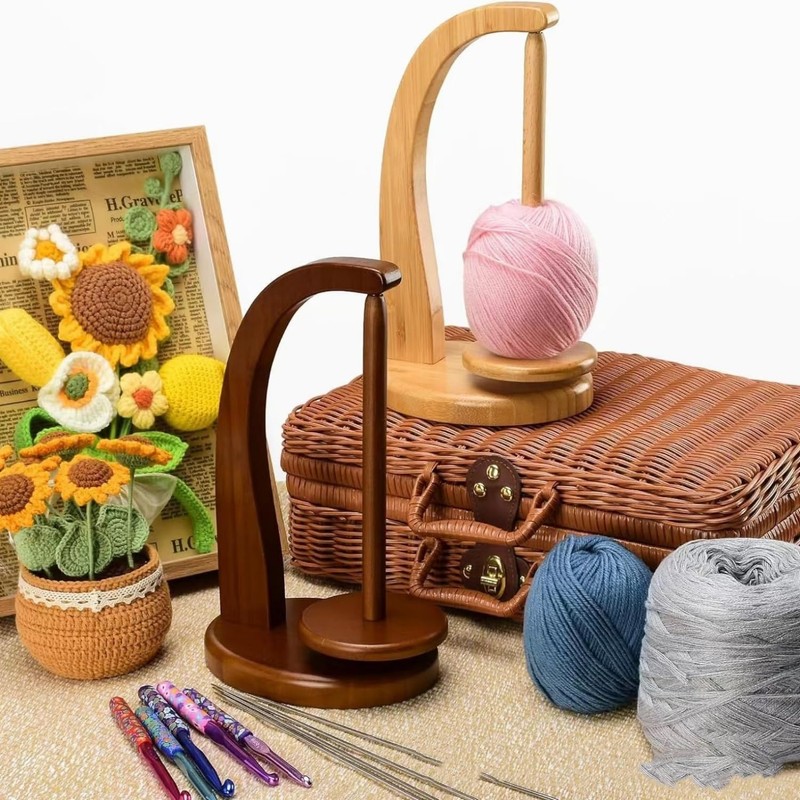 ZMShenMa Wooden Rotatable Spool Holder, High-Performance Magnetic Hand Woven Yarn