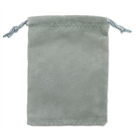 Velveteen Drawstring Pouch 3x4" Grey (Package of 10)