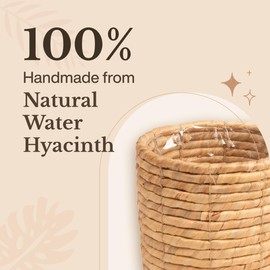 NEERGREVE Set of 2 Water Hyacinth Planter Pot Indoor for Plant, Flower Pot, Succulent Pot, Basket Planter, Decorative Pot Cover (Natural)