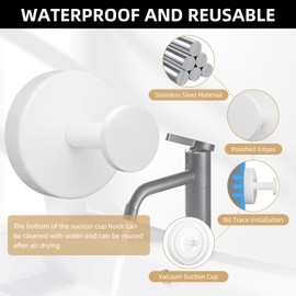 YUNISS Pack of 4 Suction Cup Hooks, Suction Cup Hooks, 304 Stainless Steel Bathroom Suction Hooks, Suction Cups Thread Hooks, Towel Hooks, Hooks No Drilling, Extra Strong Suction Hooks, Maximum Load 5