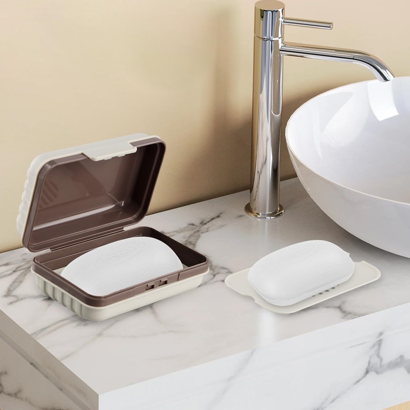 Pack of 2 Soap Dish with Lid, Travel Soap Box,