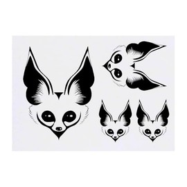 4 x 'Minimalist Fennec Fox' Temporary Tattoos - Water Resistant, Skin-Safe, Non-Toxic Transfers, Mixed Sizes (TO00076736)