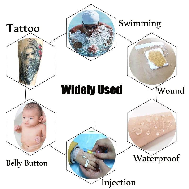 100Pcs Transparent Stretch Adhesive Bandage, BetterJonny 5 Sizes Waterproof Clear