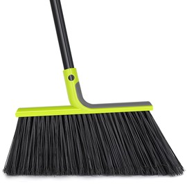 Outdoor Broom Heavy Duty, 56 inches Tall Commercial Soft Bristle Angle Brush for Sweeping Outside Patio Garden Porch Deck Shop Restaurant Garage House Lobby Hardwood Floors (Green)