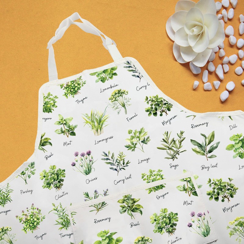 WCGXKO Herbs Kitchen Apron Botanical Gift Farmhouse Kitchen Gift Herbalist