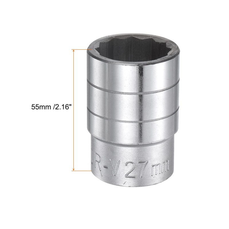 HARFINGTON 27mm 12 Point Shallow Socket 3/4" Drive Standard Metric
