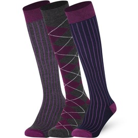 Mysocks Knee High Socks for Women and Men - Breathable Combed Cotton Seamless Toe Argyle Plain Unisex Long Socks - Casual Golf Knee Length Socks