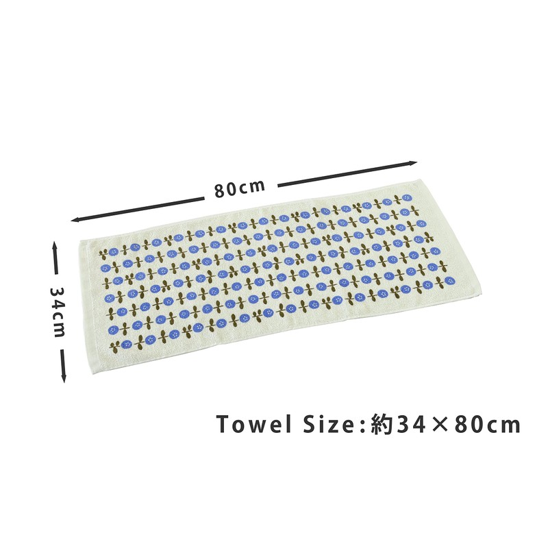 kosugizen Face Towels, Printed Flowers, 13.4 x 31.5 inches (34