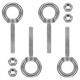4 Pack M10 Stainless Steel Eye Bolts with Nuts 1" Thread Length - Eyebolts for DIY, Furniture, Swing, and Outdoor Use M10 x 25