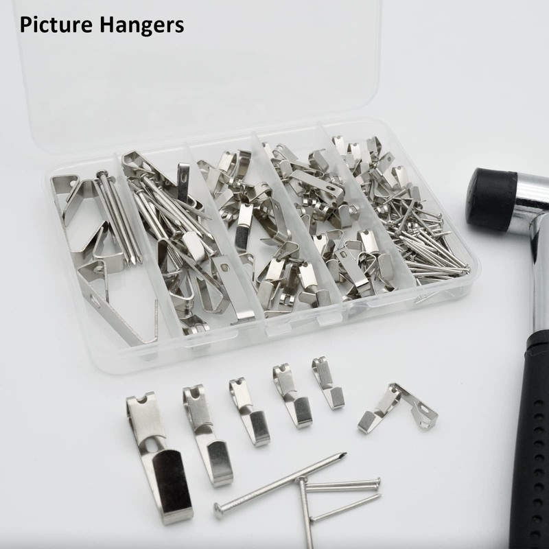 ATDORO 136pcs Picture Hangers, 5 Sizes Picture Hanging Kits, Picture