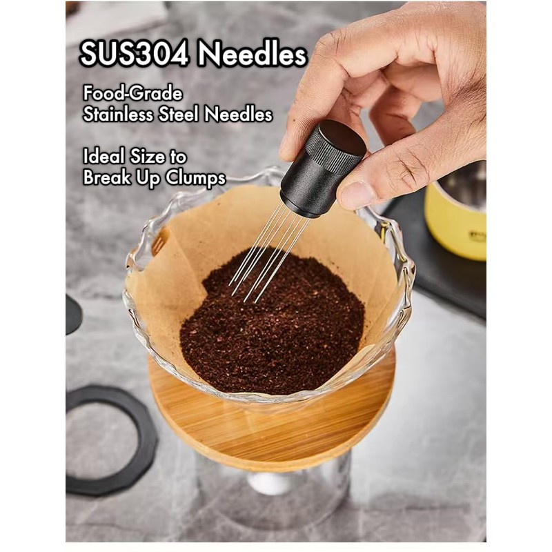 WDT Espresso Distribution Tool, Coffee Powder Needle with Magnetic Stand,