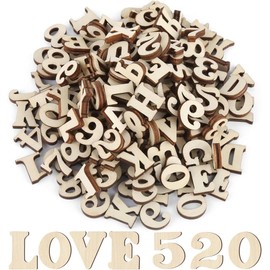 Pack of 204 Wooden Letters and Wooden Numbers Set of Wooden Letters and Wooden Numbers, Letters (A-Z) and Numbers (0-9) Made of Wood, Ideal for Decoration, Early Childhood Learning and DIY Craft