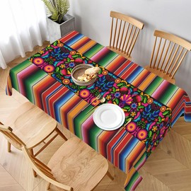 juniissl Mexico Serape Rectangle Tablecloth Washable 60x90 Inch Table Cover Decorative Table Cloth for Party Picnic Kitchen