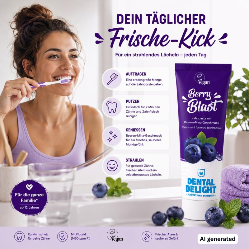 DENTAL DELIGHT Pack of 4 Berry Blaste Toothpaste with Berry