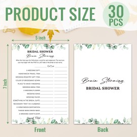 HQLOW Bridal Shower Games 30 Guests for Engagement Wedding Party, Bridal Shower Brain Storming Wedding Shower Games, Bridal Games for Showers (Eucalyptus Botanical Style) -0006