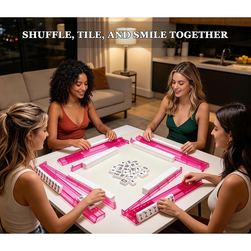 Plastic Mahjong Racks, 4 Pcs Pink Rack for American Mahjong