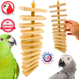 Bonka Bird Toys 1317 Large Natural Slat Chewer Spinning Wood Parrot Cage Toy Pet