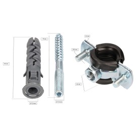 KOTARBAU® Set of 10 Pipe Clamps 1/2 Inch with Rubber Insert Vibration Insulating Pipe Holder Screw Pipe Clamp Pipe Fixing Pipe Holder for Ducts Round Pipes Ventilation Ducts