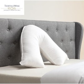 Textile Wise V Shaped Pillow Pregnancy Pillow Polyester Filled - Cushioning Support For Head, Neck & Back - Non Allergenic Pillow only