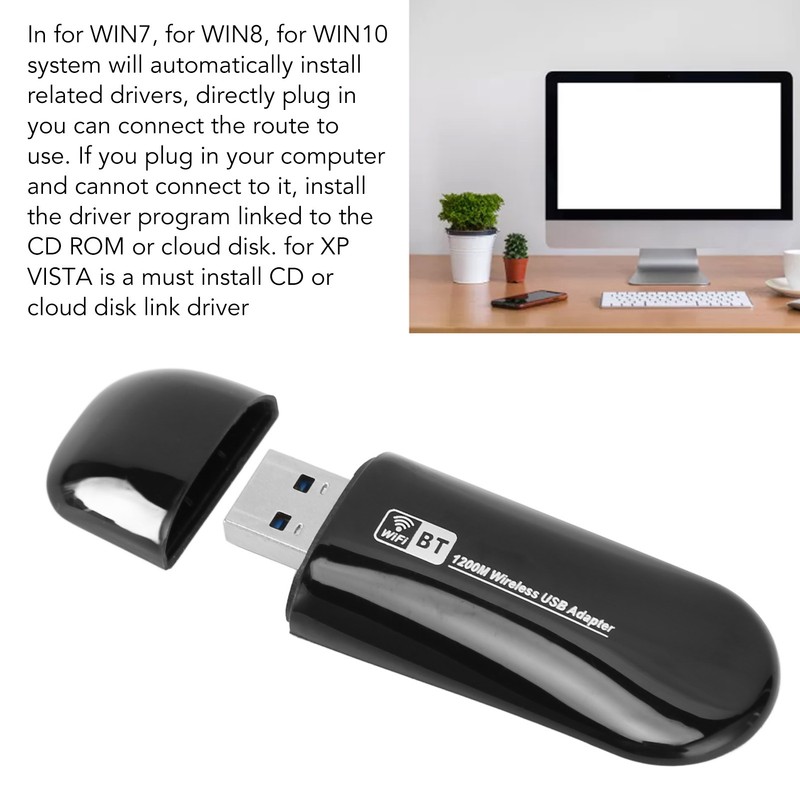 Wireless USB Adapter Desktop Computer 1200Mbps Wireless Network Card Dual