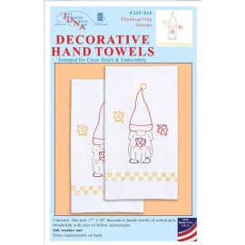 Jack Dempsey Needle Art DIY Jack Dempsey Thanksgiving Gnome Stamped Embroidery Hand Towel Kit 320616