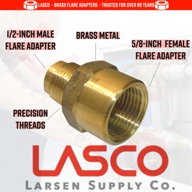 LASCO 17-5855 5/8-Inch Female Flare by 1/2-Inch Male Flare Brass Adapter