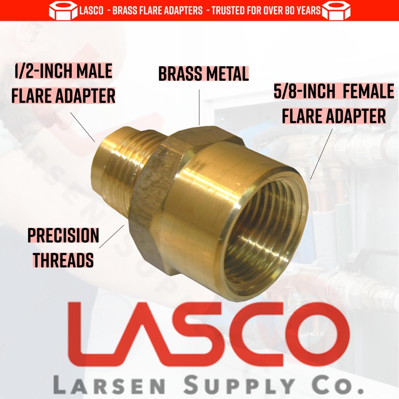 LASCO 17-5855 5/8-Inch Female Flare by 1/2-Inch Male Flare Brass