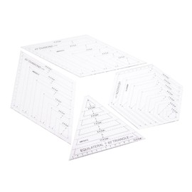 Yetaha 4PCS Quilting Rulers, 60 Degree Equilateral Triangle and Rhombus, 45 Degree Rhombus, Hexagon Shape Templates Transparent Patchwork Sewing Cutting Craft Ruler DIY Tools