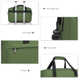 KONO Ryanair Weekender Travel Bag, 40 x 20 x 25 cm, Hand Luggage, Unisex Handbag for Plane, Travel, Sports & Weekend, 20 L (Green)