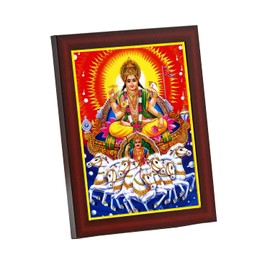zig zag Surya Dev Ji With 7 Horses Small Photo Frame For Wall Table Size Small Pooja Room ( 6x8 inches, Acrylic Glass) 2