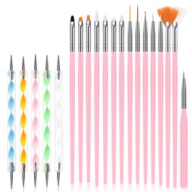 URAQT 20 Piece Nail Brush Set, Nail Design Pens Brush, Acrylic Nail Art Brush, Professional Painting Pen for Gel Nails, UV Gel, Nail Design, Nail Art
