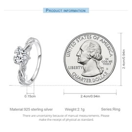 PAHALA 925 Sterling Silver Shiny Romantic Love Heart Stone Band Cubic Finger Wedding Party Engagement Ring (7)