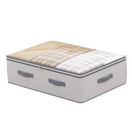 KUHEITAER Under Bed Storage Containers 2-Pack - Sturdy Sidewalls underbed storage, Clear Window under bed storage with Reinforced Non-Woven Fabric for Clothes/Shoes/Blankets