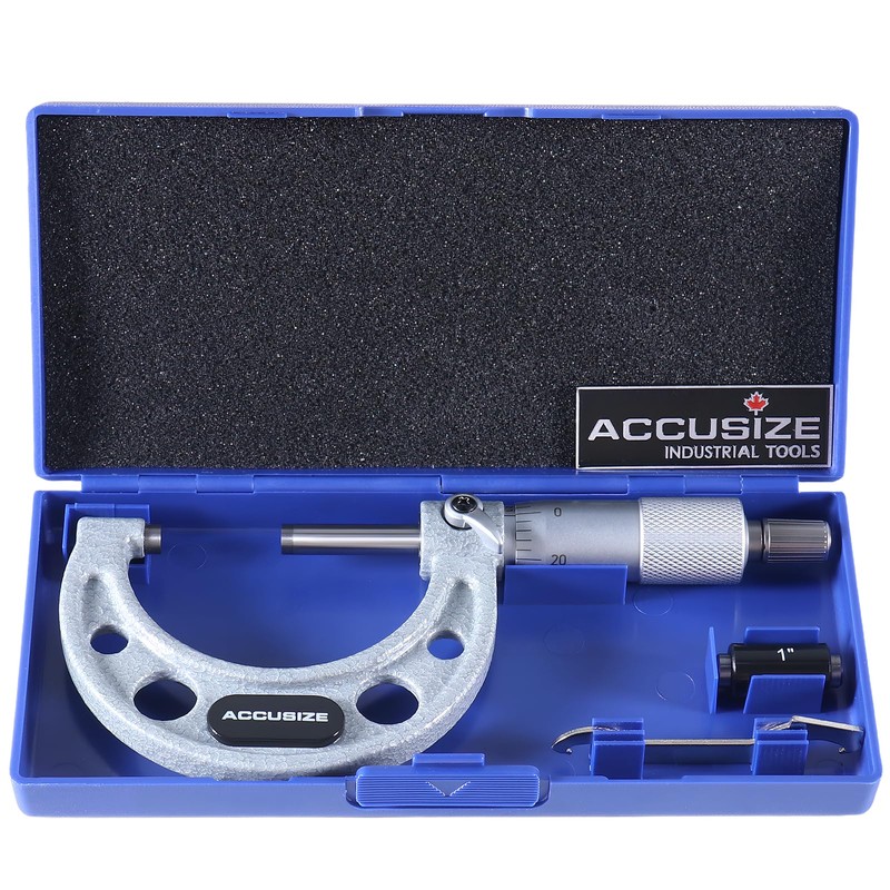 Accusize Industrial Tools 1-2 inch by 0.0001'' Ultra-Precision Outside Micrometer,