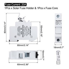 MECCANIXITY Solar Fuse Holder with 1 Fuse Core, DC 1000V 20A Single Pole 10x38mm DIN Rail Mount Fuse Holder Base for Household Circuits, Photovoltaic Station