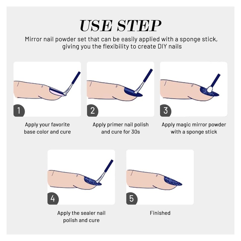 evpct 2Pcs Gold Silver Metallic Mirror Effect Chrome Nail Powder