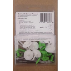 RAPTOR HAMMER IN DRYWALL ANCHORS WITH SMALL CABLE TIE PINS - 5 PACK -HOLDS 20LBS