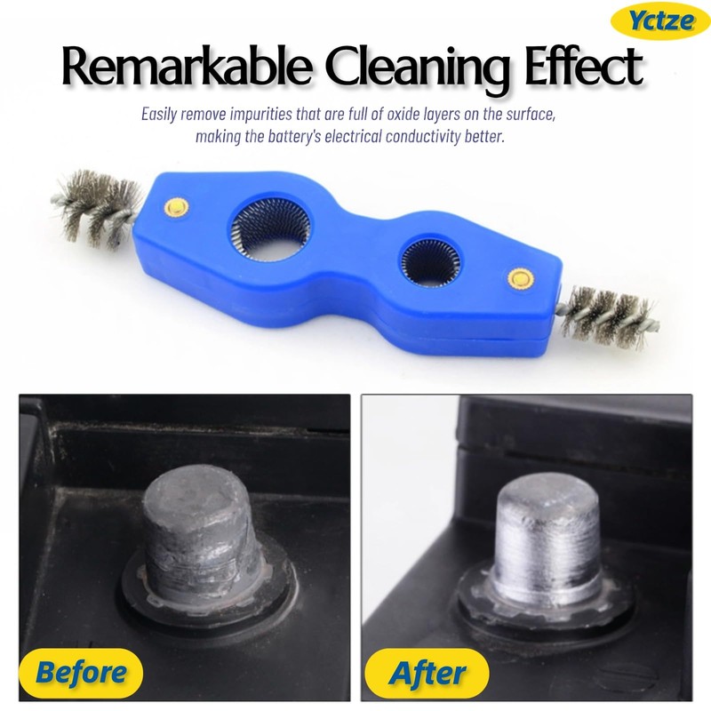 Yctze 4 in 1 Steel Battery Terminal Cleaning Brush, Battery