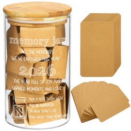 2026 Share Love & Memories Glass Jar with 100 Pcs Share A Memory Cards for Celebration of Life Decorations - Elegant Keepsake for Funerals, Weddings, Birthdays & Graduations, New year