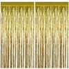 Luoqun88 2 PCS 3.2 x 6.5ft Glitter Gold Tinsel Curtain,