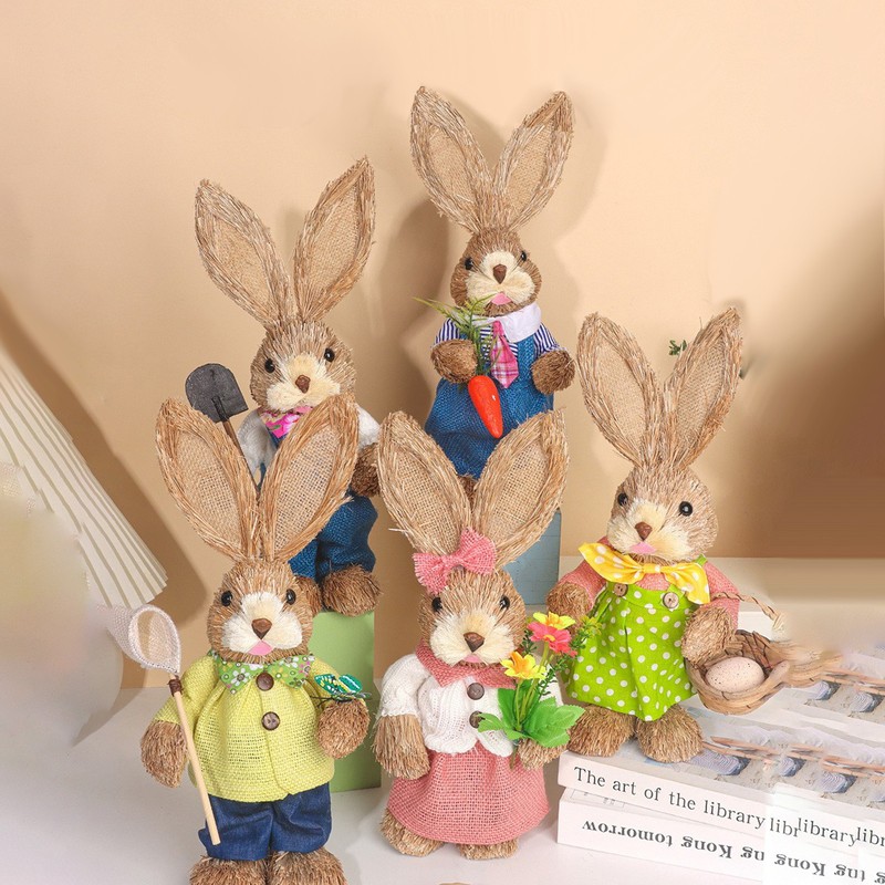Children DIY Straw Bunny Set Parent Child Straw Rabbit Handmade