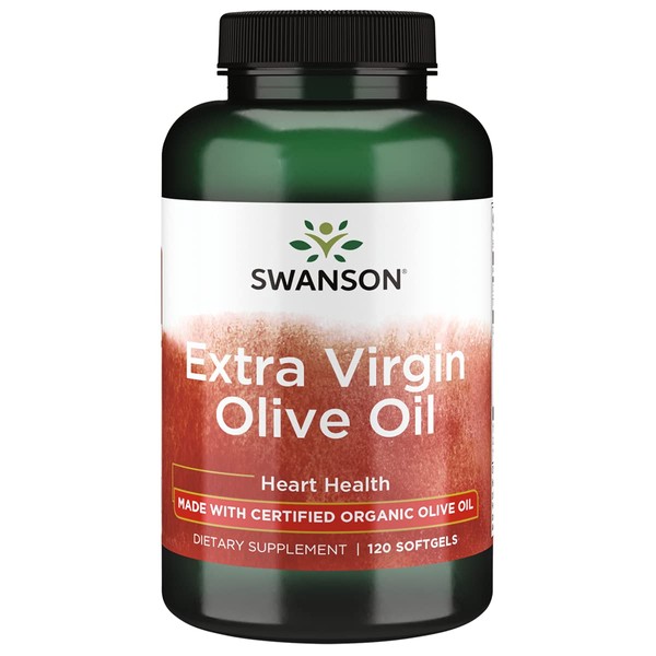 Swanson Extra Virgin Olive Oil - Natural Supplement Supporting Cardiovascular Health w/Essential Fatty Acids - Made w/Organic Cold-Pressed Olive Fruit - (120 Softgels, 1g Each)