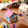 Fullhawl 6 Sets DIY Wooden Christmas Gingerbread House Kit to