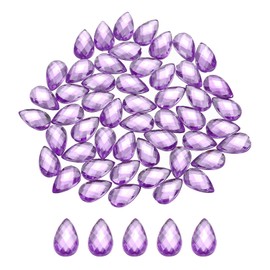 MECCANIXITY 50PCS Flat Back Acrylic Teardrop Gems 6x10mm Artificial Rhinestones for DIY Crafts Bead Wedding Party Face Painting Jewelry Making Pale Purple