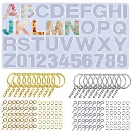 Anlan-angel Letters Numbers Silicone Molds for Resin, Alphabet Molds Kit, 0-9 Number and 26 Letters Molds with Keychain Making Supplies for Resin Casting,DIY Letter Keychain, Jewelry Making