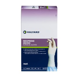 HALYARD Micro Surgical Gloves Sterile Neoprene Individually Wrapped Pairs Powder Free Medical Disposable Gloves, 5.9 mil, Size 6.0 Small, Cream, SGL85060 (Box of 50 Pairs - 100 Total)