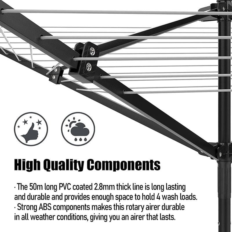 Outdoor Umbrella Clothesline, 165 Feet Heavy Duty Rotary Dryer with