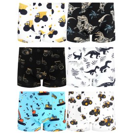 BliBliTaTa Boys' Underwear,Soft Cotton Tagless Panties for Toddlers' & Little Kids' Comfort,Breathable Boxer Briefs in Sizes 2T,3T,4T,5T,6T,7,8,10,12 Years Old,6-Pack Excavator Gravel-4T