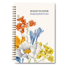 YMWALK A5 Budget Planner With Stickers, Undated Financial Tracker and Savings Planner for Effective Money Management, Including Expense and Savings Log, Start Anytime (Flowers)